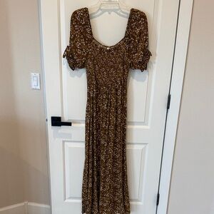 Rylee and Cru Floral Brown Maxi Dress